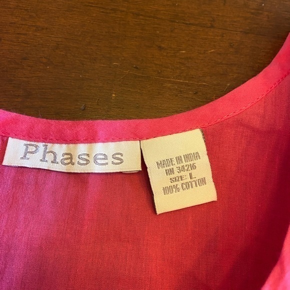 Phases hot pink short sleeve cotton dress L - Picture 7 of 12